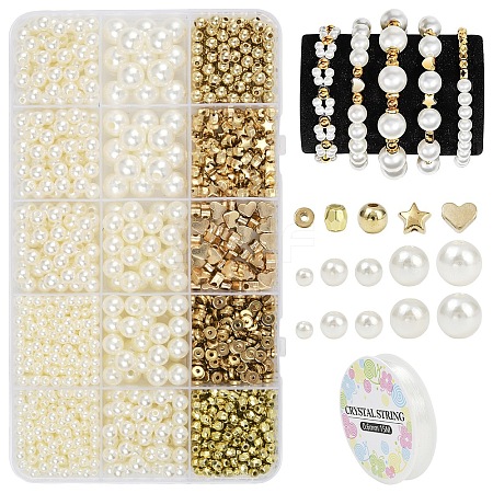 DIY ABS Plastic Pearl & CCB Plastic Beads Stretch Bracelets Making Kits DIY-YW0011-67-1