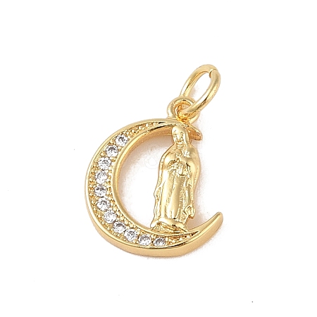 Brass Micro Pave Clear Cubic Zirconia Charms KK-E111-32D-G-1