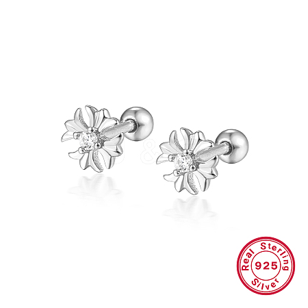  S925 Sterling Silver Geometric Cross Screw Stud Earrings JM3573-2-1