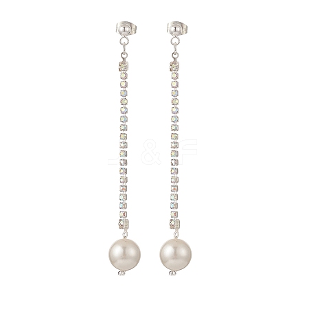 Brass Rhinestone Strass Chains Dangle Stud Earrings EJEW-TA00195-1