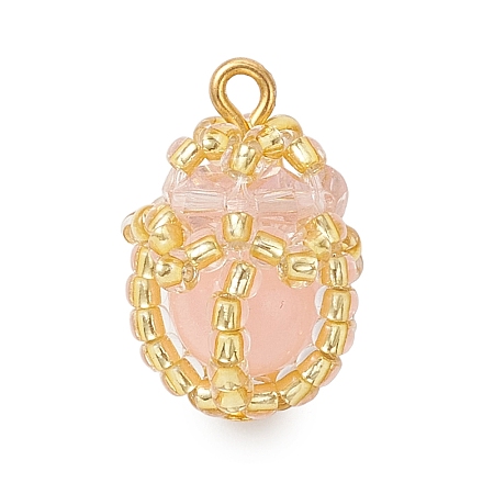 Luminous Handmade Glass Seed Beaded Teardrop Pendants PALLOY-MZ00962-02-1