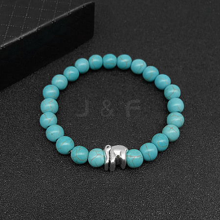 Synthetic Turquoise Stretch Bracelets for Women Men IS4293-3-1