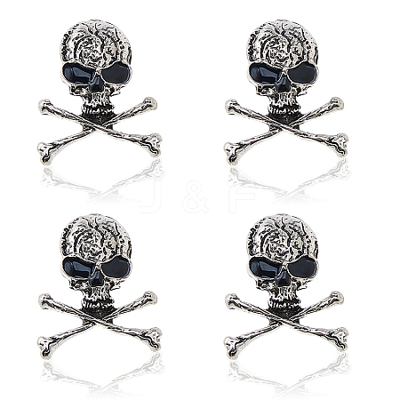 4Pcs Skull Zinc Alloy Brooches for Backpack Clothes JEWB-FH0002-04AS-1