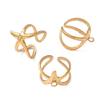 Starfish 304 Stainless Steel Cuff Ring Settings SA-CBA7DC2-01G-1