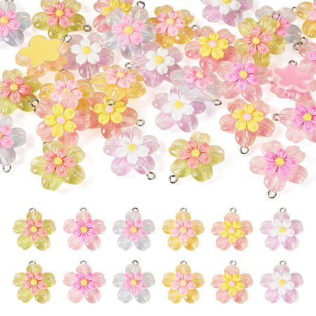 30Pcs 6 Colors Transparent Resin Pendants RESI-TA0004-74-1
