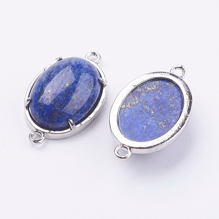 Brass Natural Lapis Lazuli Links connectors G-E398-03M-1