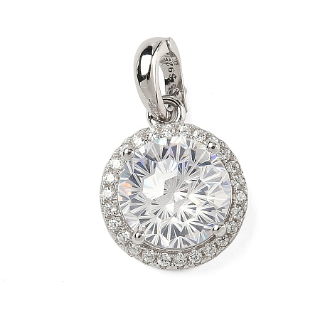 925 Sterling Silver Pave Cubic Zirconia Pendants STER-B009-01B-04-1