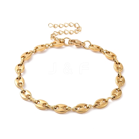 Vacuum Plating 304 Stainless Steel Coffee Bean Chain Bracelet for Men Women BJEW-E031-16G-02-1