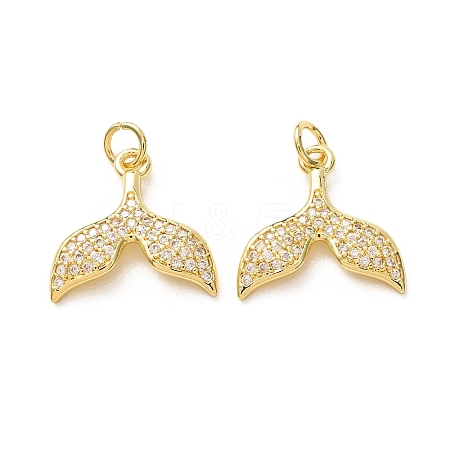 Brass Micro Pave Clear Cubic Zirconia Pendants CU-E003-18G-32-1