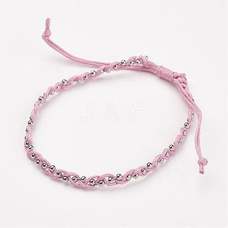 Waxed Cotton Cord Bracelets BJEW-JB02749-04-1