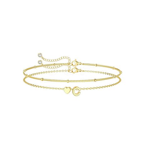 2Pcs 2 Styles Brass Beaded Bracelets & Satellite Chains Bracelets for Women FS-WG4A116-03-1