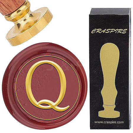 Brass Wax Seal Stamp with Rosewood Handle AJEW-WH0412-0312-1