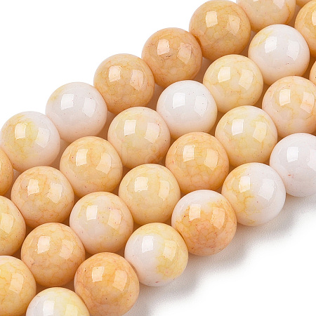 Opaque Crackle Glass Round Beads Strands GLAA-T031-01E-1