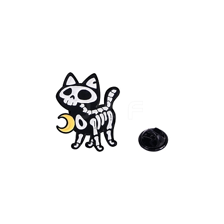 Halloween Skeleton Cat Shaped Enamel Pins PW-WG057AC-04-1