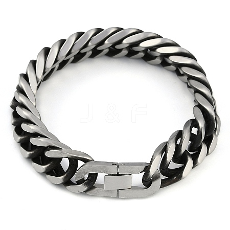 304 Stainless Steel Cuban Link Chain Bracelets for Men BJEW-B102-11AS-1