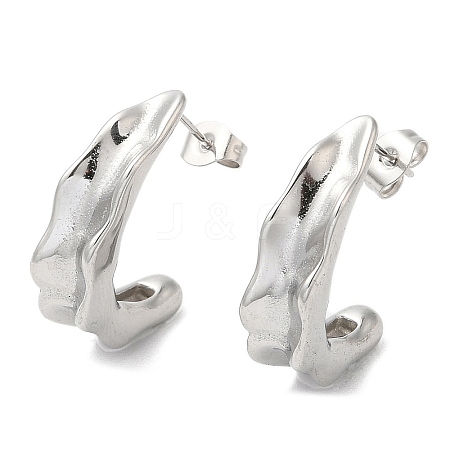 Non-Tarnish 304 Stainless Steel Twist Bean Pod Stud Earrings EJEW-B026-13P-1