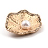 Lotus Leaf Alloy Brooch with Resin Pearl JEWB-O009-07-3