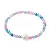 8mm Faceted Round Natural Agate(Dyed & Heated) Beaded Stretch Bracelets BJEW-JB10479-3