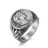 Caesar Pattern 304 Stainless Steel Finger Rings FS-WG94254-01-1