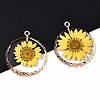 Transparent Clear Epoxy Resin & Dried Flower Pendants RESI-S383-076A-A02-3