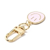 Smiling Face Enamel Pendant Decorations KEYC-WH0036-08LG-06-3
