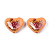 Flower Printed Opaque Acrylic Heart Beads SACR-S305-28-J03-2