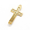 Curved Latin Sideways Cross Brass Micro Pave Cubic Zirconia Links ZIRC-E010-02G-2