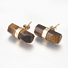 Natural Tiger Eye Stud Earrings EJEW-I212-F-06G-1