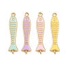 Brass Enamel Fish Connector Charms KK-L255-15G-1