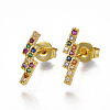 Brass Micro Pave Cubic Zirconia(Random Mixed Color) Flash Stud Earrings EJEW-S201-87-1