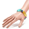 7Pcs 7 Color Acrylic Curved Tube & Plastic Evil Eye Beaded Stretch Bracelets Set BJEW-JB08962-4