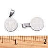 Non-Tarnish Flat Round with San Benito & Word 304 Stainless Steel Charms STAS-I036-03C-3