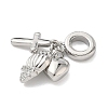 Brass Micro Pave Clear Cubic Zirconia European Dangle Charms KK-D502-13B-P-2