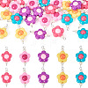 30Pcs 5 Colors Acrylic Beaded Connector Charms PALLOY-TAC0195-1