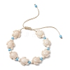 Adjustable Synthetic Turquoise Sea Turtle Beads Braided Bead Bracelets for Women BJEW-JB13584-3