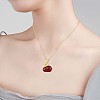 Red Dyed Natural White Jade & Cubic Zirconia Bunny Pendant Necklace JN1072A-4