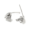 Rhodium Plated Dog 925 Sterling Silver with Cubic Zirconia Stud Earring Findings STER-Q192-13P-2