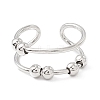 Brass Rotating Beaded Double Line Open Cuff Ring LS-RJEW-H102-05P-2