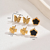 3 Pairs Fashionable Butterfly & Flower & Clover Stainless Steel Stud Earring Sets JY4608-1