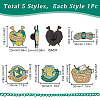 SUNNYCLUE 5Pcs 5 Styles Knitting Theme Enamel Pins JEWB-SC0001-41-2