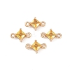 Brass Pave Glass Rhombus Links Connector Charms GLAA-Q088-001D-1