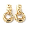 Brass Micro Pave Clear Cubic Zirconia Dangle Hoop Earrings EJEW-E295-25KCG-1