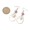 Brass with Natural Cowrie Shell with Natural Rhodonite Dangle Earring EJEW-JE06053-3