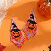 Halloween Style Pumpkin Glass Bead Handmade Dangle Earrings WN9498-5