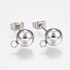 Non-Tarnish 201 Stainless Steel Ball Stud Earring Post STAS-F088-01P-1