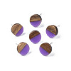 Opaque Resin & Walnut Wood Stud Earrings EJEW-N017-008-B09-1