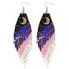 Elegant Handmade Glass Seed Beads Moon Dangle Earrings WJ0050-2-3