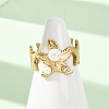 304 Stainless Steel Cubic Zirconia with Plastic Pearls Cuff Open Rings for Women CU-CBAA1FE-01G-2