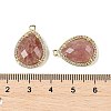 Natural Strawberry Quartz Faceted Teardrop Pendants G-I382-01G-08-3