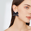 2 Pairs 2 Colors Alloy Dangle Stud Earrings with Cloth Bowknot Charms EJEW-FI0003-28-7